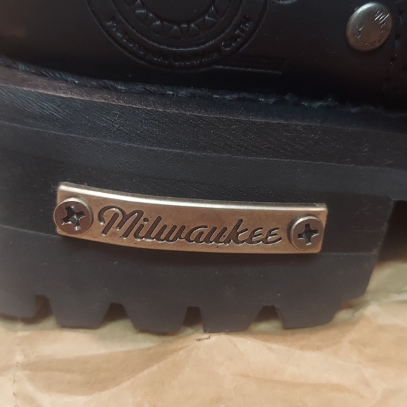 MILWAUKEE Men's "Road Captain" MB433 Black Leather Biker Boots Size 8.5D - Picture 9 of 11